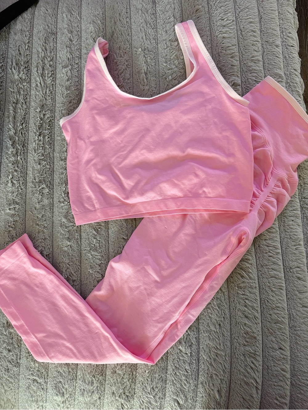 Pink Women's Ribbed Tank & Legging Set